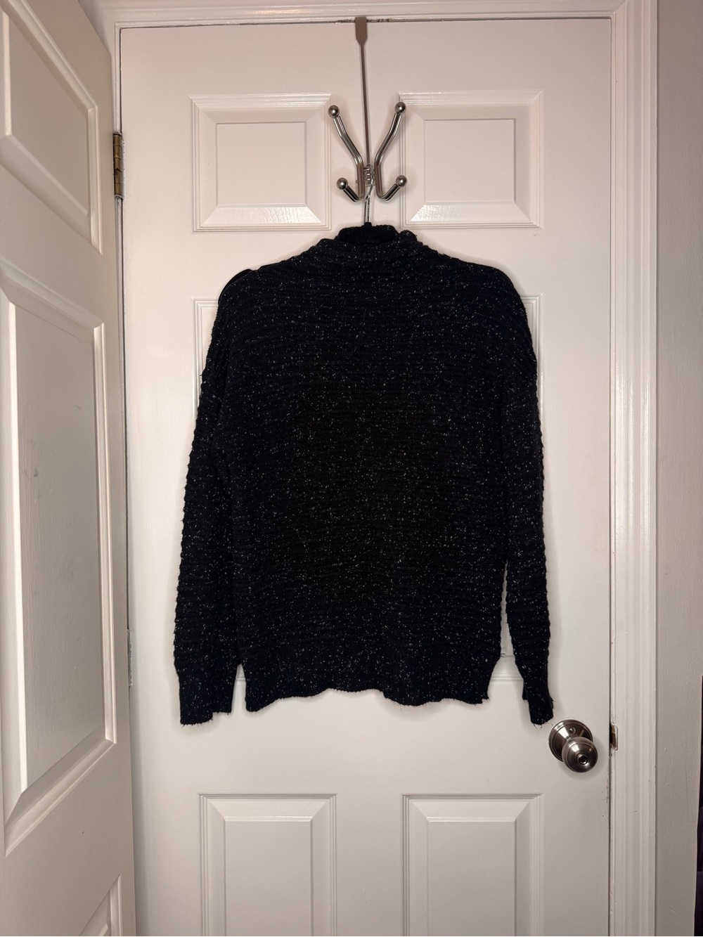 Velvet Heart Black Knit Pullover with Flecked Detail